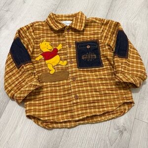 Disney Brown Plaid Shirt with Winnie the Pooh Patch
